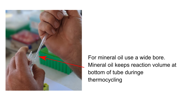 Accurately aspirating mineral oil